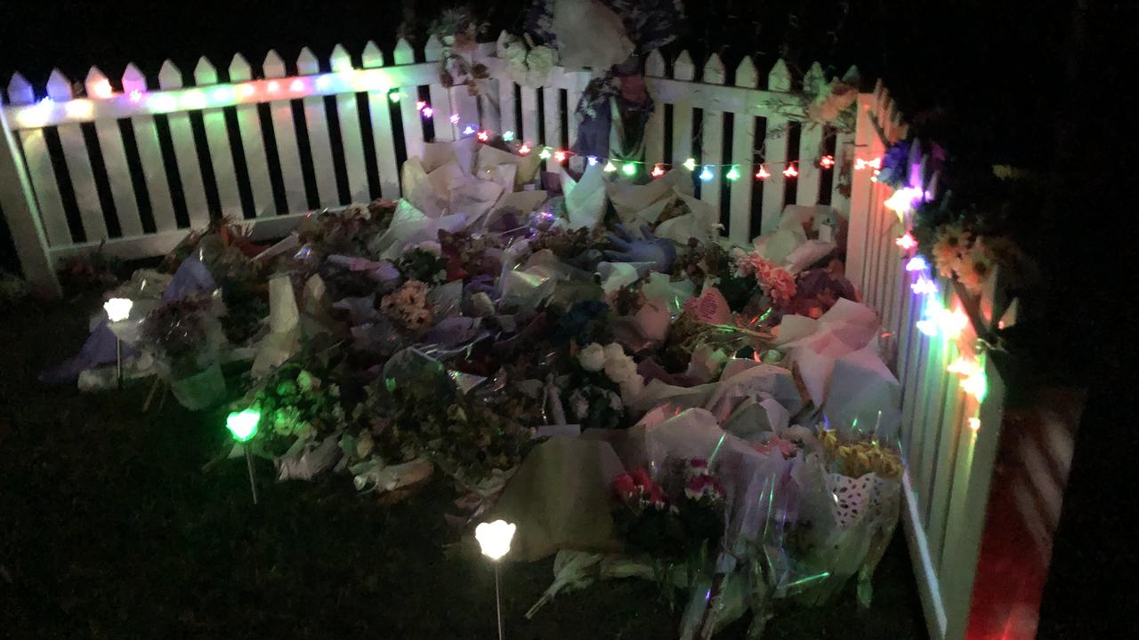 A memorial at the triple-fatal crash site on Saltwater Creek Rd in Maryborough. Picture: Supplied