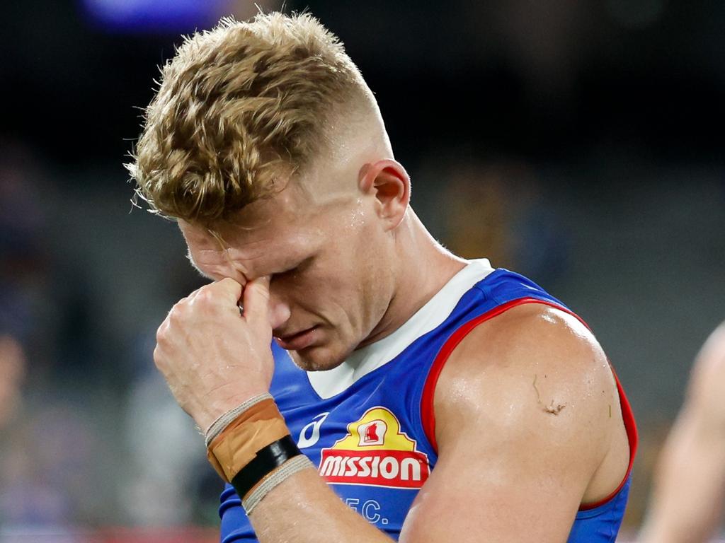 Adam Treloar has been a shining light during a poor run from the Bulldogs. Picture: Dylan Burns/AFL Photos via Getty Images