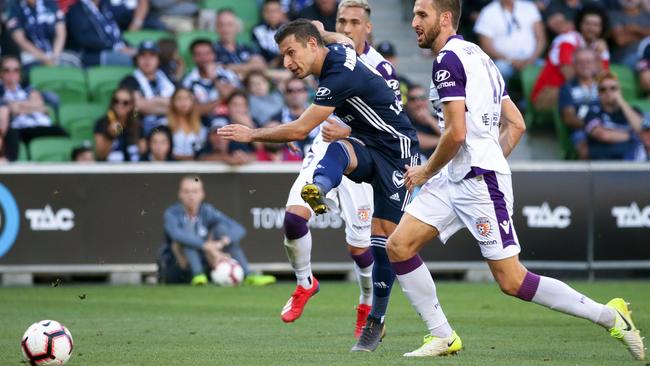 Kosta Barbarouses gave Victory a late sniff. Picture: AAP