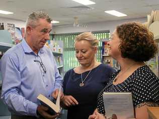 Page MP Kevin Hogan, LCC GM Shelley Oldham and Lismore councillor Elly Bird announce a $300,000 grant to upgrade to the Goonellabah Community Centre. Picture: Lily Laughton-Cook