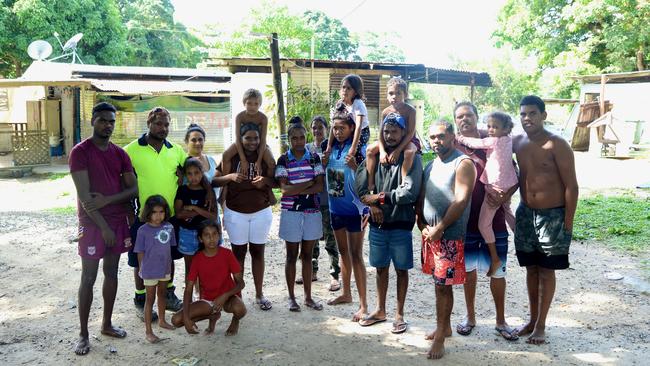 Almost 30 residents live among three dwellings on a single Yarrabah property (another 10 were missing from the photo). The growing family has had to build their own dwellings. Picture: Isaac McCarthy