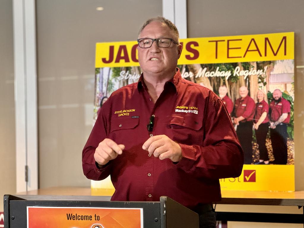 Steve 'Jacko' Jackson officially launched his Mackay First campaign for Mackay Regional Council at West Leagues Club on Thursday, February 8, 2024. Picture: Heidi Petith