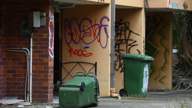 Pictures of two unit blocks next to the Labrador Senior citizen's centre which be derelict for a while, the building have been tag with graffiti and possible swatters living in them  Pic by David Clark