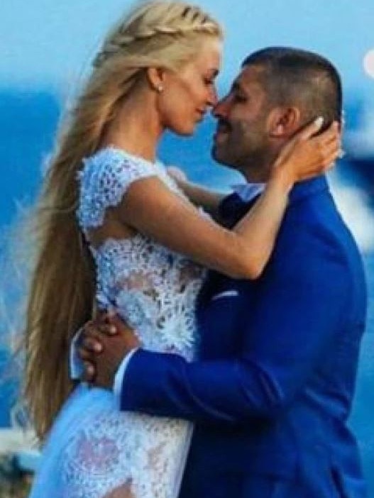 John Macris and Viktoria Karyda at their 2016 wedding on the Greek island of Mykonos. Picture: Supplied