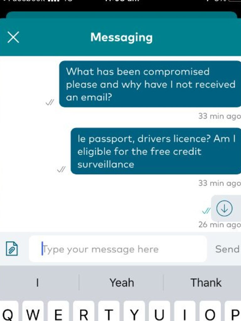 The woman reached out to Optus via the website’s live chat feature. Picture: Supplied