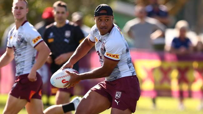 Felise Kaufusi is fired up for another big game against the Blues in Origin II. Picture: Chris Hyde/Getty Images