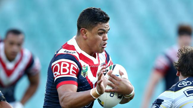 Roosters Latrell Mitchell during the Round 23 NRL game between the Sydney Roosters and the North Queensland Cowboys at Allianz Stadium . Picture : Gregg Porteous