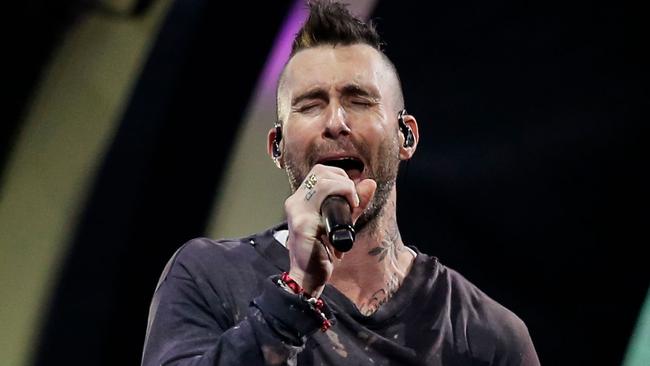 Adam Levine performed with Maroon 5 during the 61th Vina del Mar International Song Festival in Vina del Mar in Chile. Picture: Javier Torres/AFP