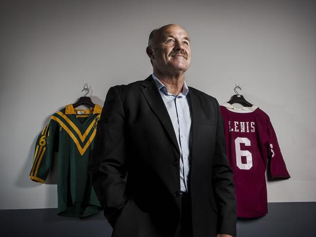 Wally Lewis at Suncorp Stadium, with his original Kangaroo's jersey from the 1981 game (against France).