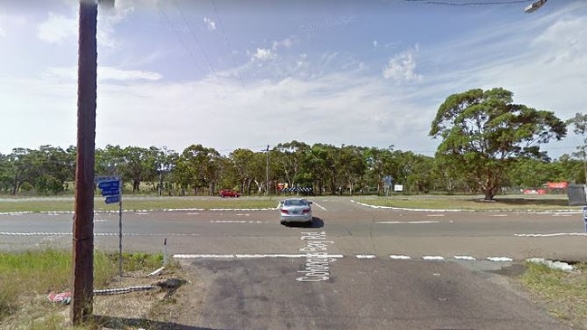 Emergency services were called to the Pacific Highway near the intersection of Colongra Bay Rd after a Subaru WRX and a Toyota Landcruiser collided. Picture: Google