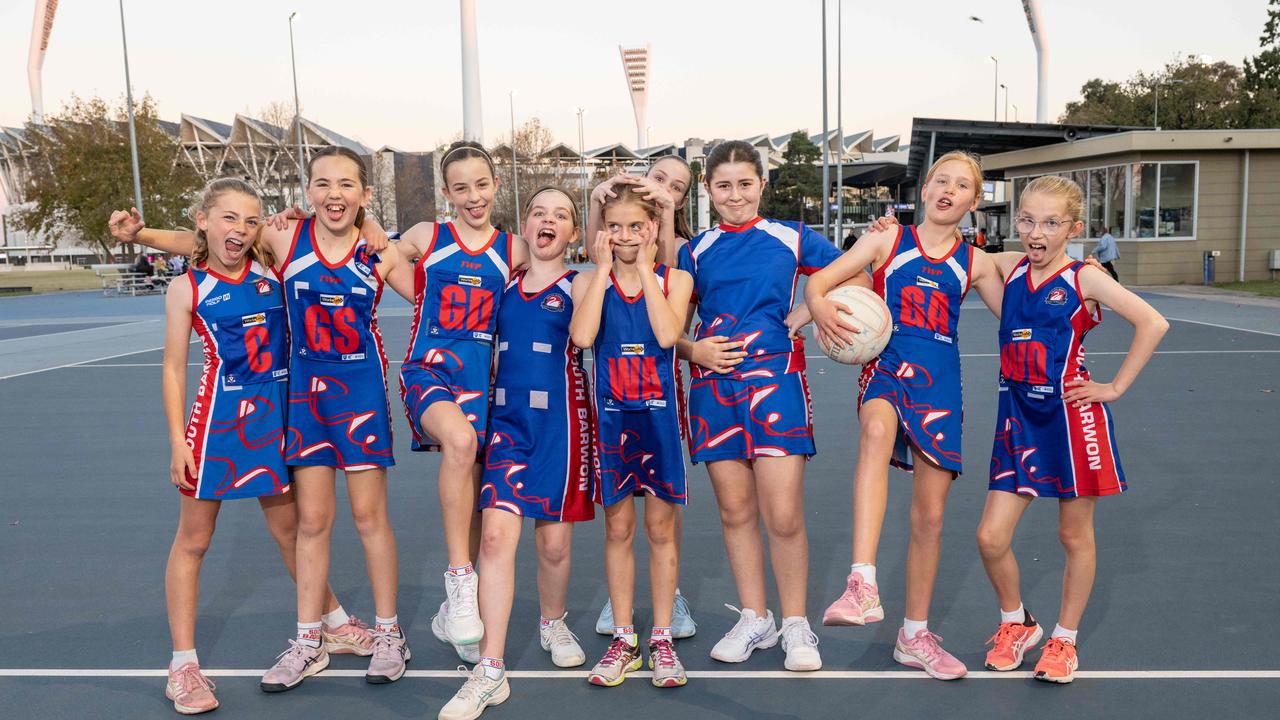 South Barwon Silver under-11 netball team pull their funniest faces.