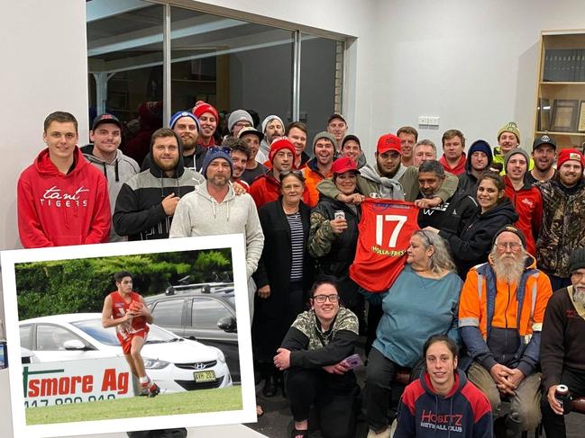 Tantanoola Football Club held a gathering last week to remember player Bradley Yates, who died by suicide on the South Eastern Freeway at Murray Bridge. Picture: Supplied