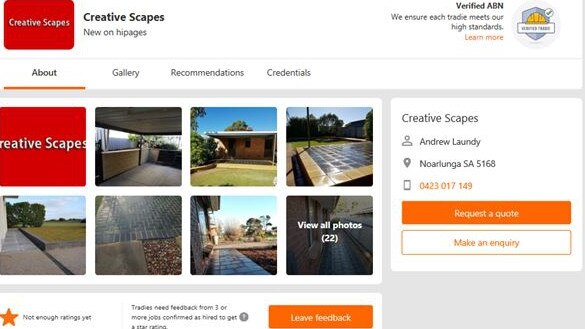 Advertisements posted online, seeking work, by scammer tradie Andrew James Laundy. Picture: Attorney-General's Department