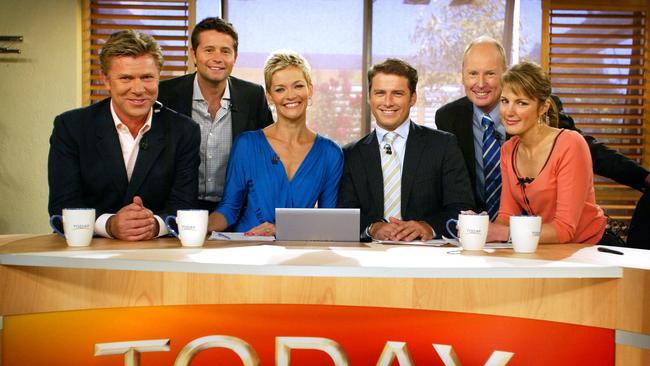 Sharyn Ghidella, far right, on Channel 9’s Today show in 2006 alongside Richard Wilkins, Steve Jacobs, Jessica Rowe, Karl Stefanovic and Ross Greenwood.