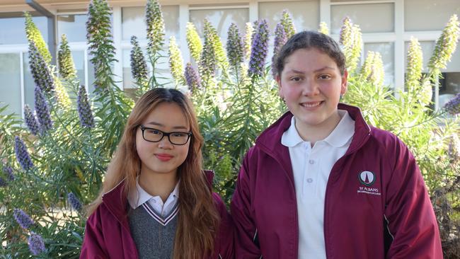 St Albans Secondary College 2023 captains Kathleen Phan and Karli Keskin. Picture: St Albans Secondary College