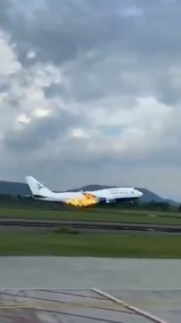 Boeing passenger plane shoots flames from engine during takeoff