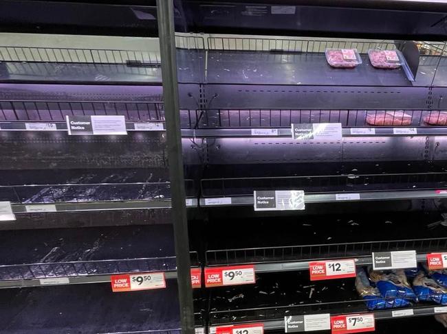 A supply chain crisis has left meat shelves at Woolworths Buranda Village low on stock.