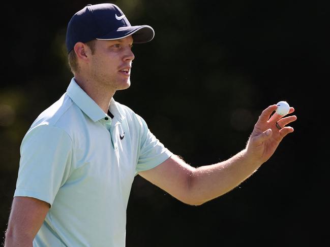 Australiaâs Cameron Davis reacts during the first round of the Australian Open golf tournament at The Lakes Golf Club in Sydney on November 30, 2023. (Photo by DAVID GRAY / AFP) / -- IMAGE RESTRICTED TO EDITORIAL USE - STRICTLY NO COMMERCIAL USE --