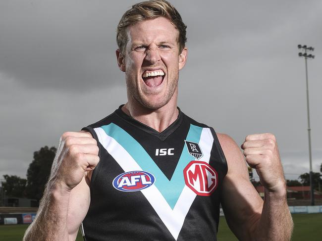 TO HOLD - NO USAGE - WAITING ON ARTWORK FOR POSTERSAFL - Port Adelaide Photo Day at Alberton Oval.  Captain Tom Jonas Picture SARAH REED