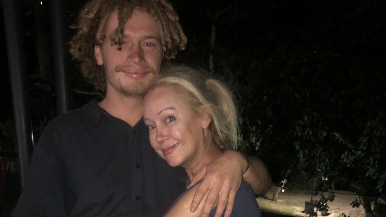 Victorian man Jackson Stacker with his mother Sandey MacFarlane in April 2021.