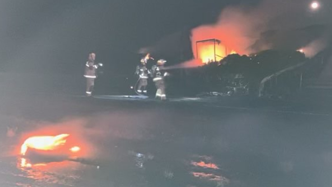 Photos from the scene of a fiery wreck involving two trucks on the Bruce Highway the southern side of the Cardwell Range. Picture: Supplied