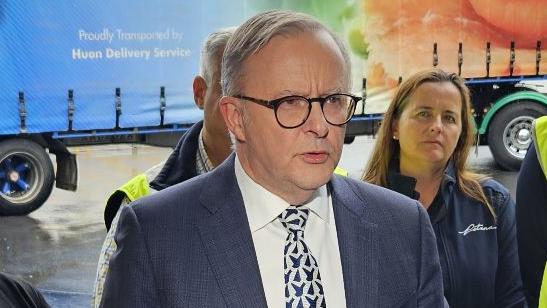 Anthony Albanese in Margate in Tasmania on Wednesday. Picture: David Killick