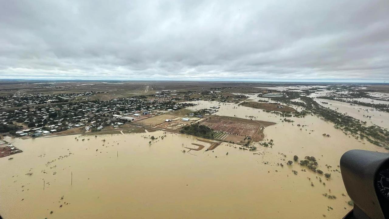 Queensland Helicopters captured the fallout of Longreach's largest rain totals since 1989. Picture: Queensland Helicopters