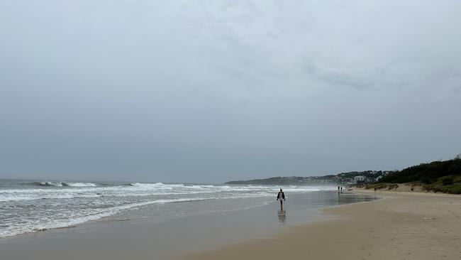 The beach at Stumers Creek, looking back towards the Coolum Beach township.