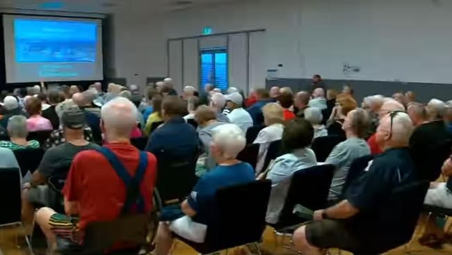 Attendees at a Town Hall meeting in Southport on Thursday to discuss council's rates changes for high rise unit owners. Picture: 7NEWS Gold Coast.