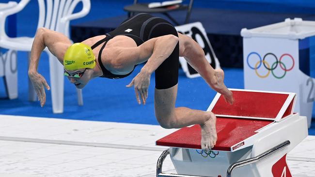 Australia's Cate Campbell fires off the blocks. Picture: AFP