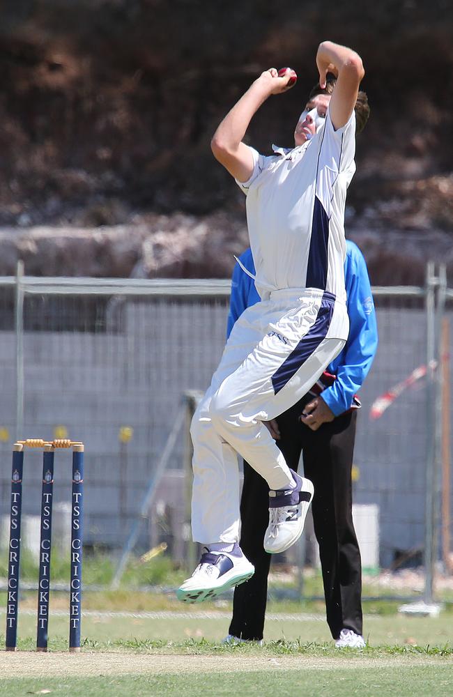 Zac McDermott as a TSS bowler. Pic Mike Batterham