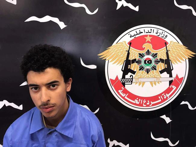 Hashem Abedi appears inside the Tripoli-based Special Deterrent anti-terrorism force unit after his arrest for alleged links to the Islamic State extremist group. Picture: Ahmed Bin Salman, Special Deterrent Force via AP