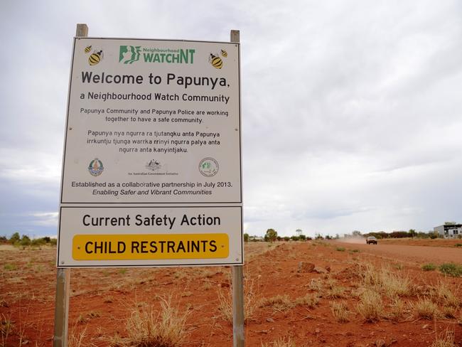 Amos Aikman Papunya story..Welcome to Papunya, a neighbourhood watch community. Road into Papunya, 10 December 2015.