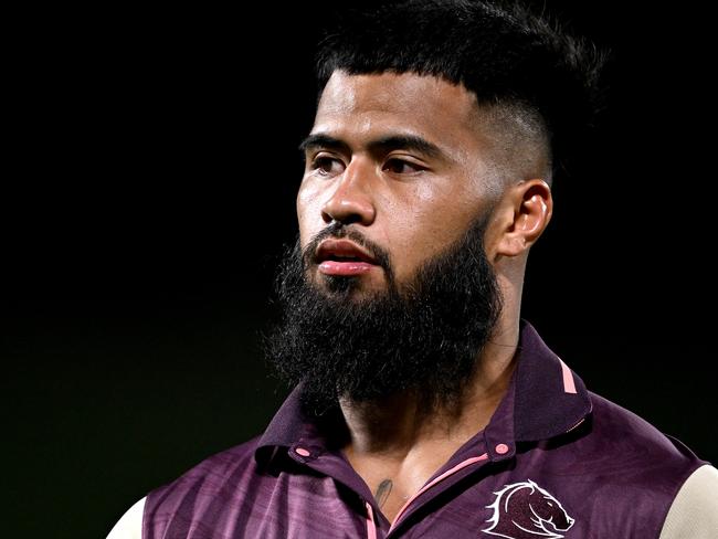 SUNSHINE COAST, AUSTRALIA - FEBRUARY 12: Payne Haas of the Broncos is seen after the NRL Trial Match between the Brisbane Broncos and Gold Coast Titans at Sunshine Coast Stadium on February 12, 2023 in Sunshine Coast, Australia. (Photo by Bradley Kanaris/Getty Images)