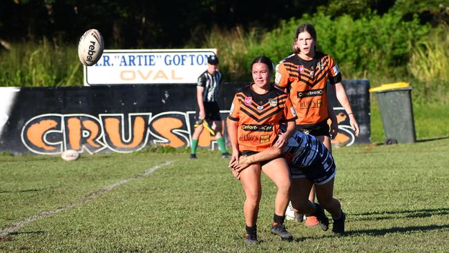 The Herbert River Crushers Women’s team drew 20-20 with Townsville Brothers in a hard-fought contest in Ingham on Saturday. Picture: Cameron Bates