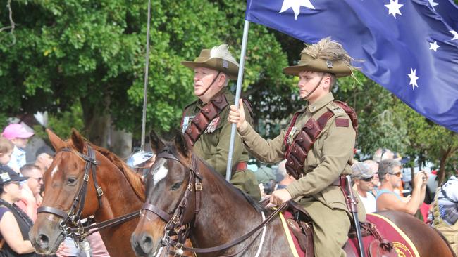 Leading the Anzac Day 2019 Cleveland march. Picture Andrea Macleod