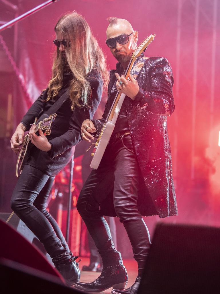 James Mudd and Brian Canham from Pseudo Echo play at the Toowoomba Carnival of Flowers Festival of Food and Wine. Saturday, September 10, 2022. Picture: Nev Madsen.