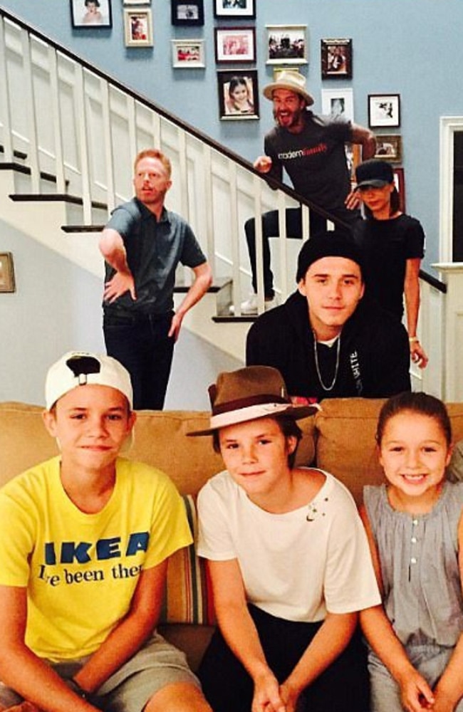 David Beckham and his family with Jesse Tyler Ferguson from Modern Family. Picture: Instagram