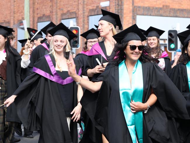 UTAS graduates taking part in the Town and Gown ceremony in Launceston. Picture: Justin Lemmon.