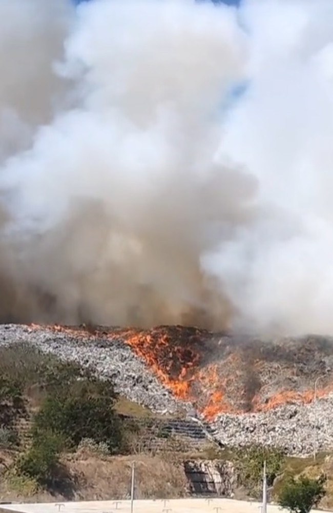 Suwung TPA landfill caught on fire last Thursday – and continues to burn. Picture: Instagram