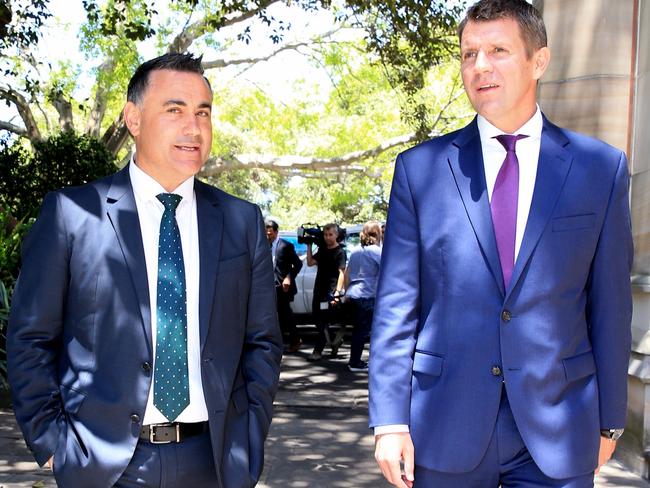 John Barilaro and Premier Mike Baird. Picture: Stephen Cooper