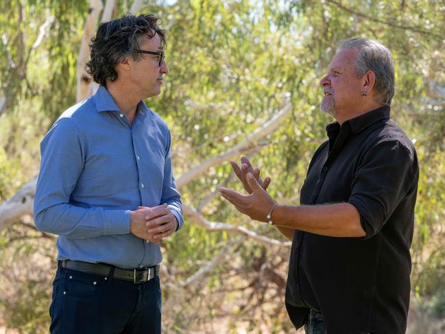Rio Tinto executive Simon Trott and Pinikura traditional owner Terry Drage. Picture: Supplied