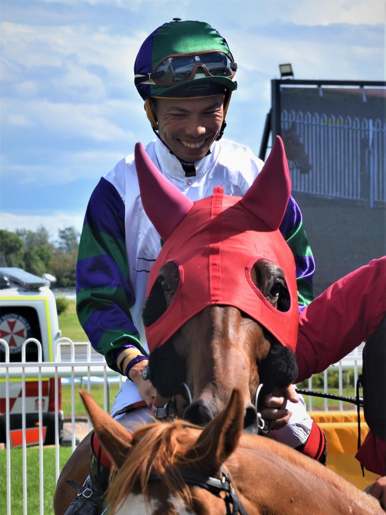 Jockey Allan Chau attempts to settle Daniel S Bowen trained Epplause in the mounting yard before it was ultimately scratched at the gates at Clarence River Jockey Club in Grafton on Tuesday, 2nd February, 2021. Photo Bill North / The Daily Examiner