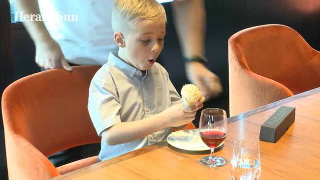 Levi is impressed by what’s on his plate.