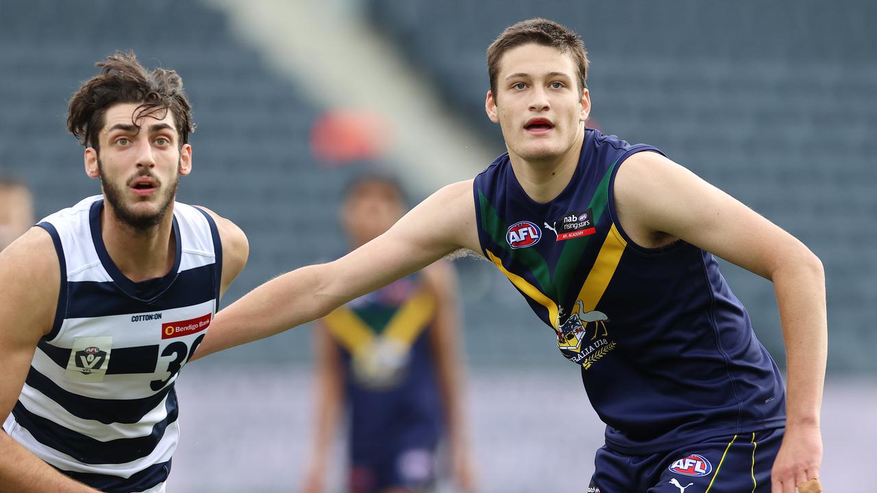 NAB AFL Academy ruckman Ned Moyle (right) was part of the Vic Metro squad. Picture: Michael Klein