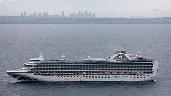 The Ruby Princess cruise ship sitting off coast of Sydney on Wednesday.