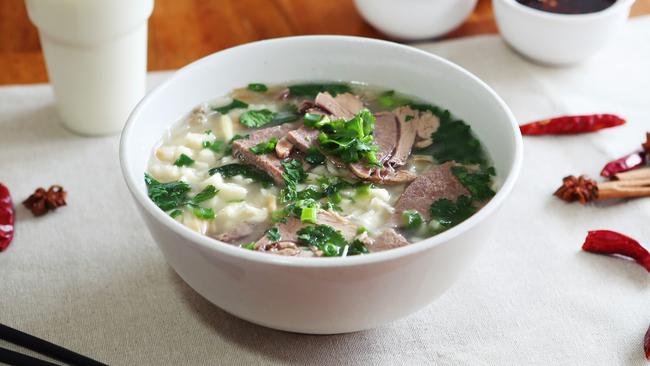 Yangrou paomo is the most famous dish of Shaanxi province, a mutton soup with crumbled bread. Picture: Rebecca Michael