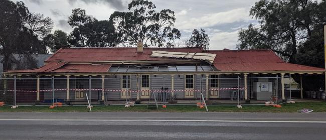 Axedale Tavern after storms ripped the veranda off the pub on Wednesday June 9. Picture: Zizi Averill