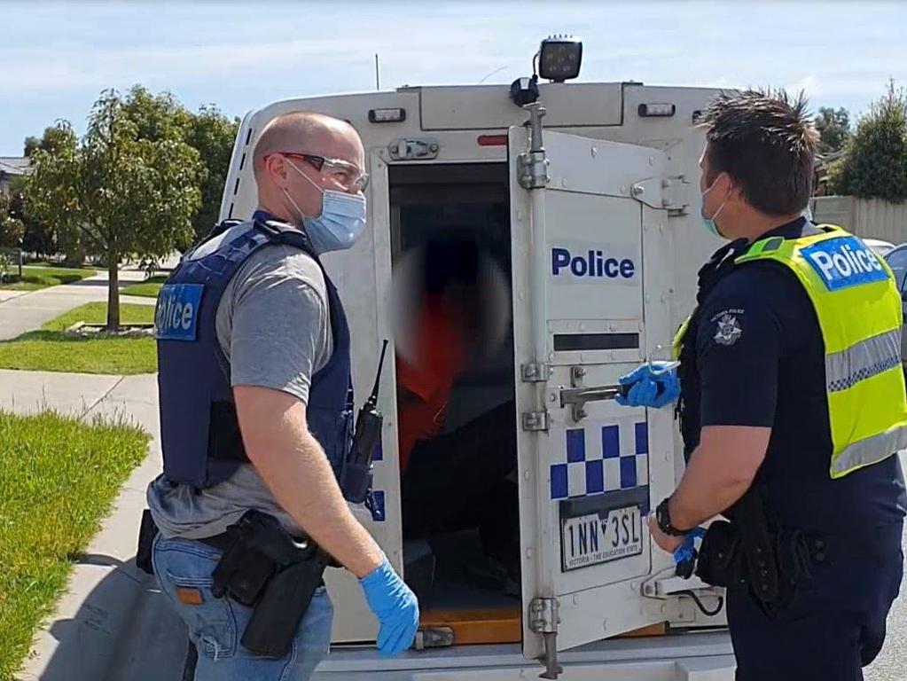 Frame grabs of Victoria Police supplied video of Operation Alliance arrests targeting youth gangs and other serious/violent offending.