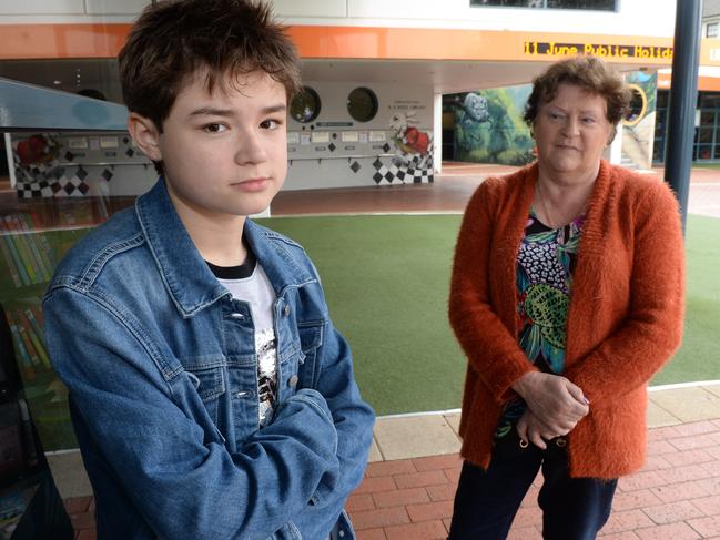 Maxine Burley and her grand daughter Jemah, 14, outside Frankston Library entrance. Picture: Chris Eastman